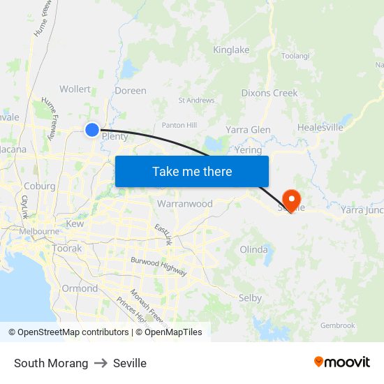 South Morang to Seville map