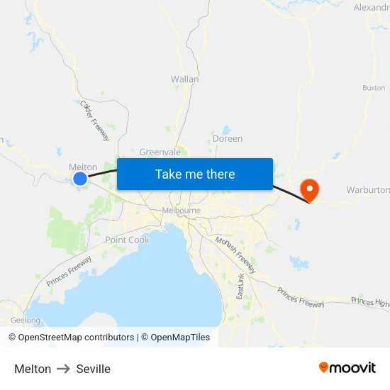 Melton to Seville map