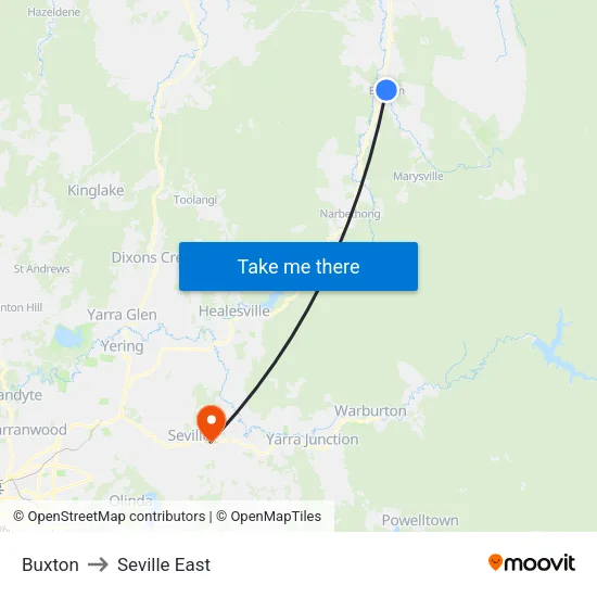 Buxton to Seville East map