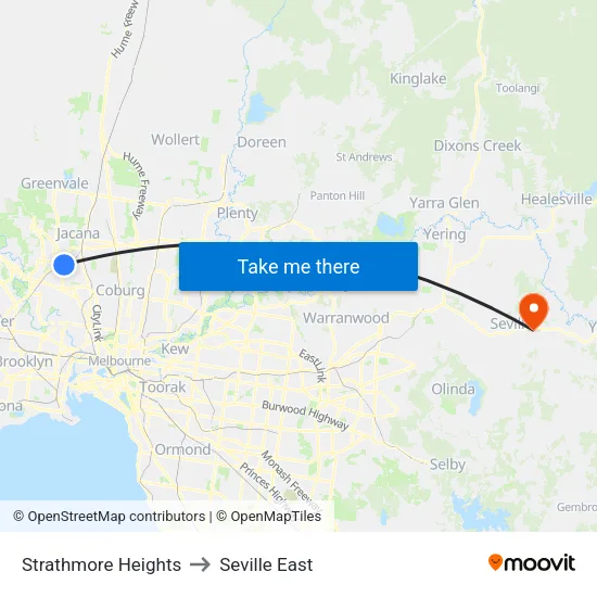 Strathmore Heights to Seville East map