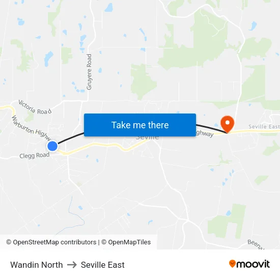 Wandin North to Seville East map