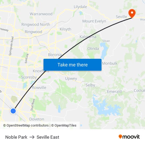 Noble Park to Seville East map