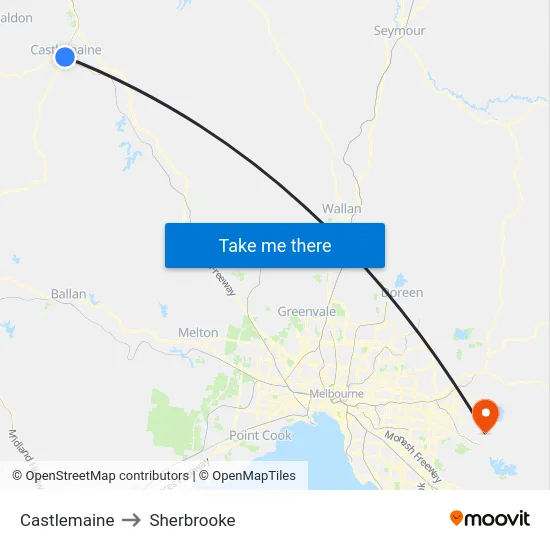 Castlemaine to Sherbrooke map