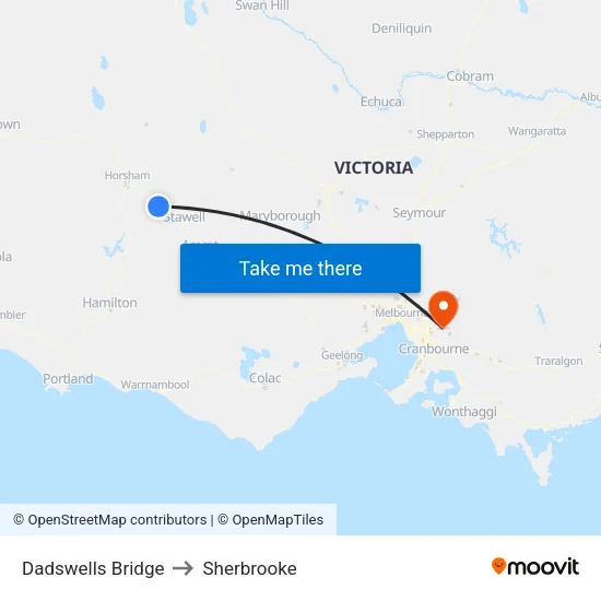 Dadswells Bridge to Sherbrooke map