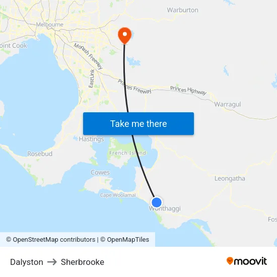 Dalyston to Sherbrooke map