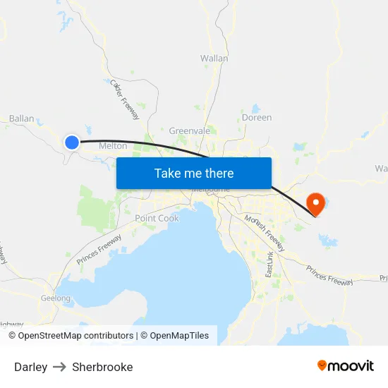 Darley to Sherbrooke map