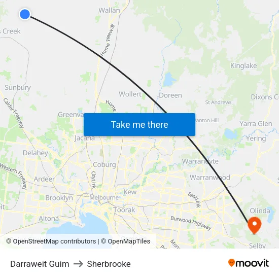 Darraweit Guim to Sherbrooke map