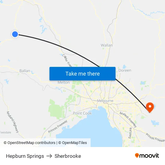 Hepburn Springs to Sherbrooke map