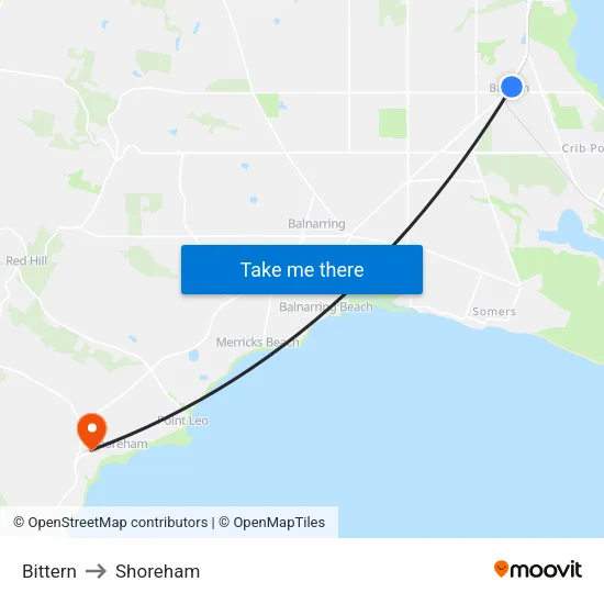 Bittern to Shoreham map