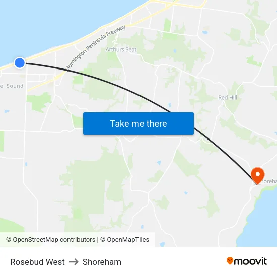Rosebud West to Shoreham map