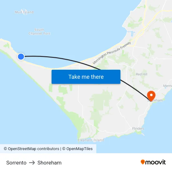Sorrento to Shoreham map
