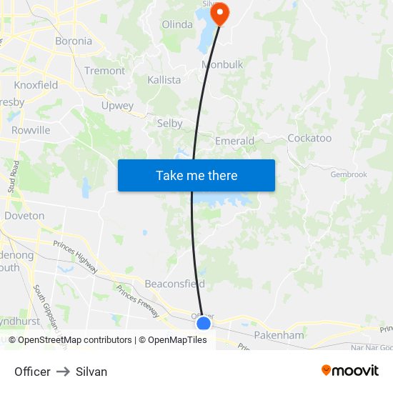 Officer to Silvan map