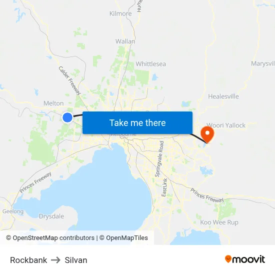 Rockbank to Silvan map