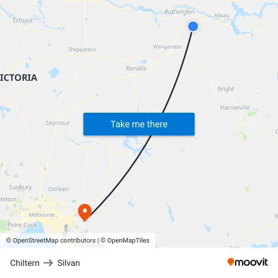 Chiltern to Silvan map