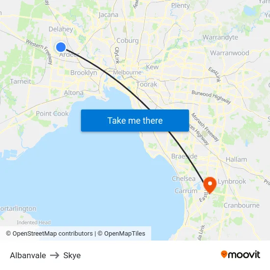 Albanvale to Skye map