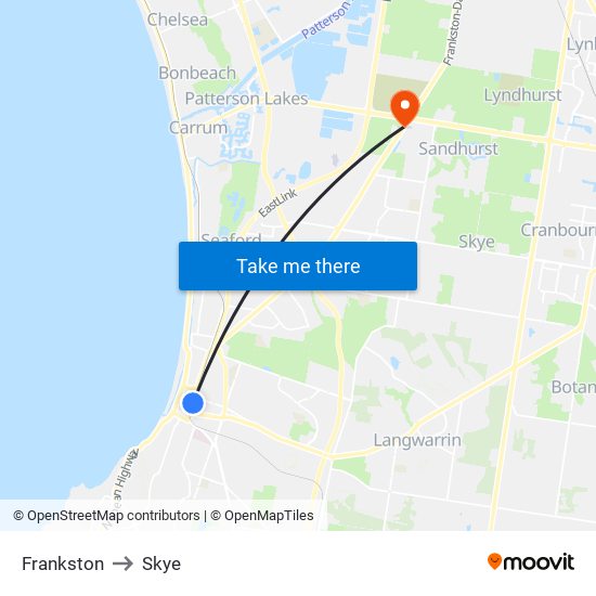 Frankston to Skye map