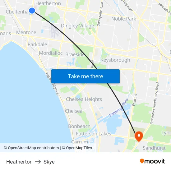 Heatherton to Skye map