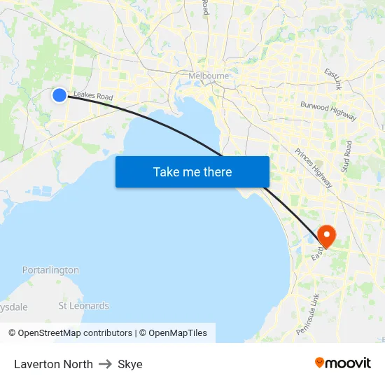 Laverton North to Skye map
