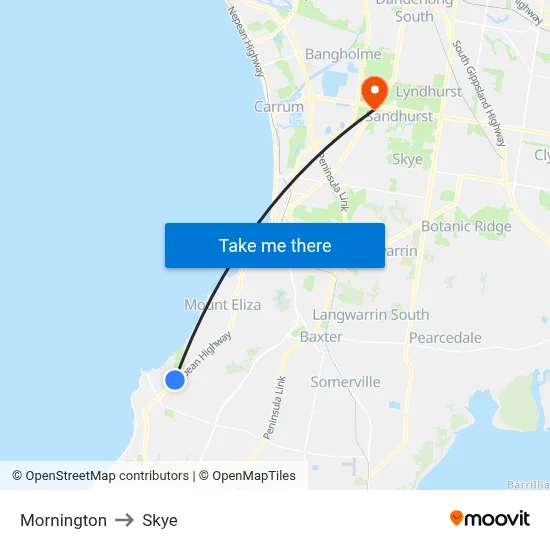 Mornington to Skye map