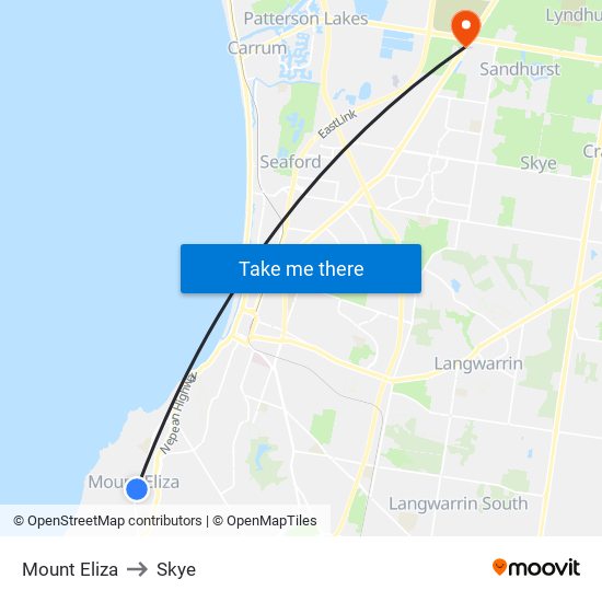 Mount Eliza to Skye map