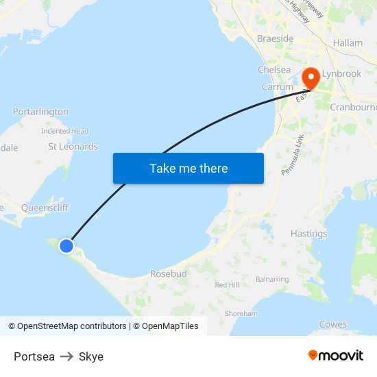 Portsea to Skye map