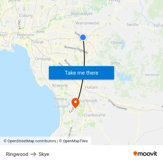 Ringwood to Skye map