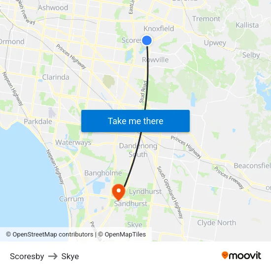 Scoresby to Skye map