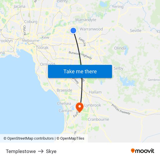 Templestowe to Skye map