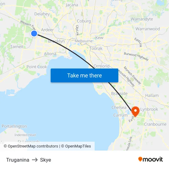 Truganina to Skye map