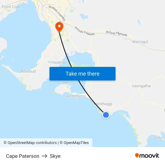 Cape Paterson to Skye map