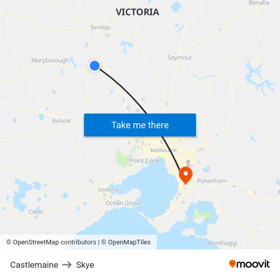 Castlemaine to Skye map