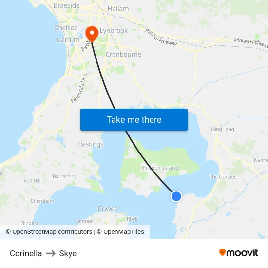 Corinella to Skye map