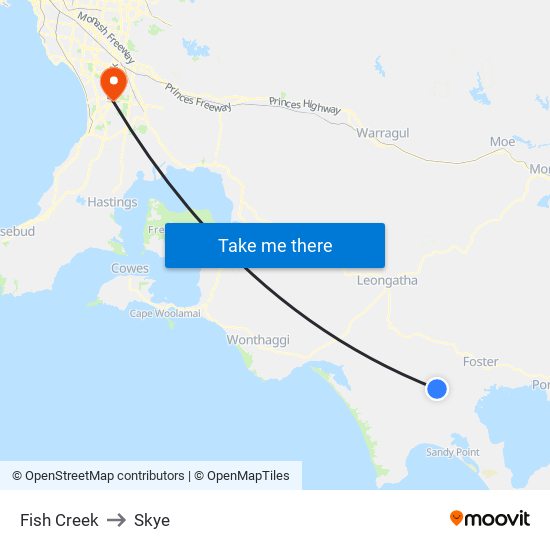 Fish Creek to Skye map