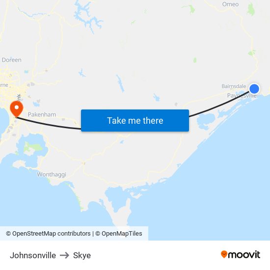 Johnsonville to Skye map