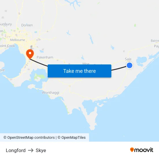 Longford to Skye map