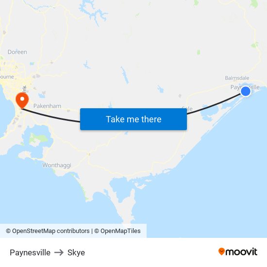 Paynesville to Skye map