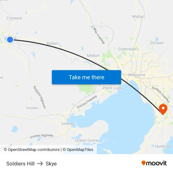 Soldiers Hill to Skye map