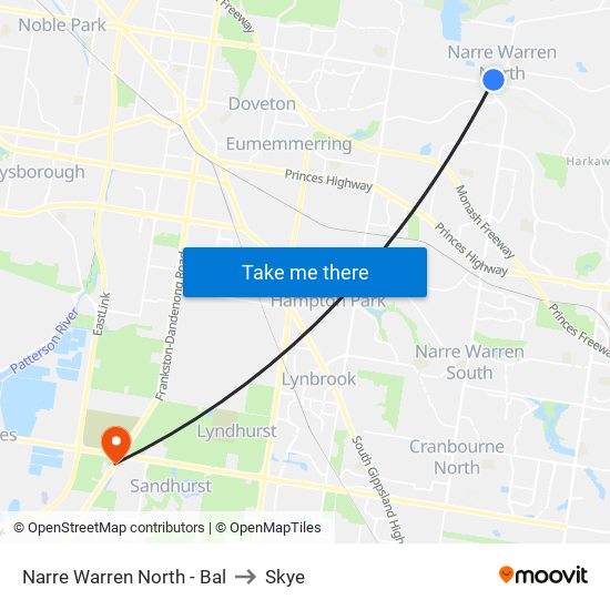 Narre Warren North - Bal to Skye map