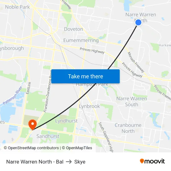 Narre Warren North - Bal to Skye map