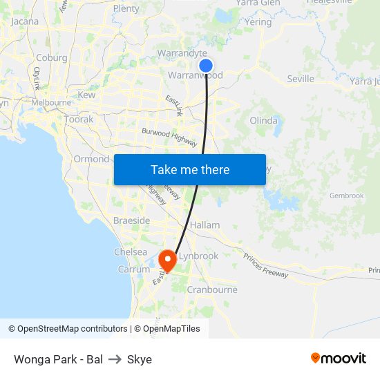 Wonga Park - Bal to Skye map