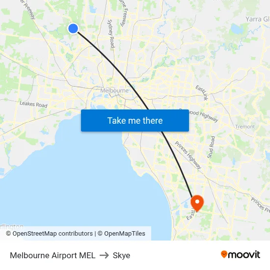 Melbourne Airport MEL to Skye map