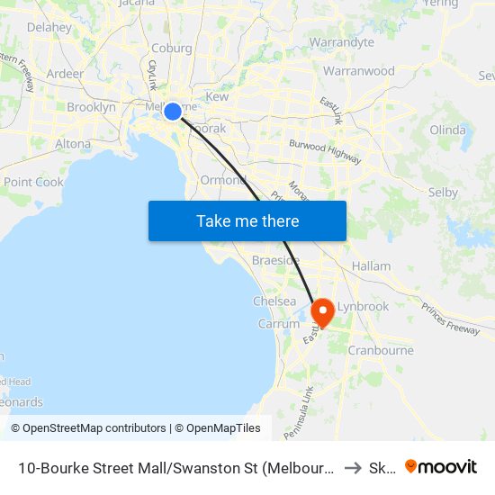 10-Bourke Street Mall/Swanston St (Melbourne City) to Skye map