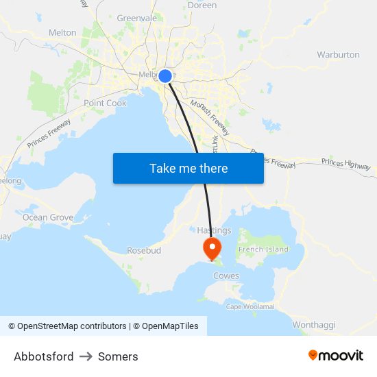 Abbotsford to Somers map