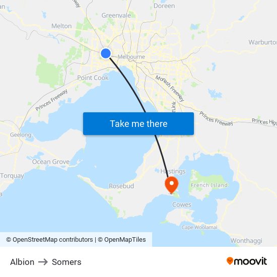 Albion to Somers map