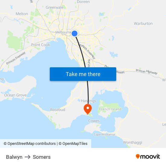 Balwyn to Somers map