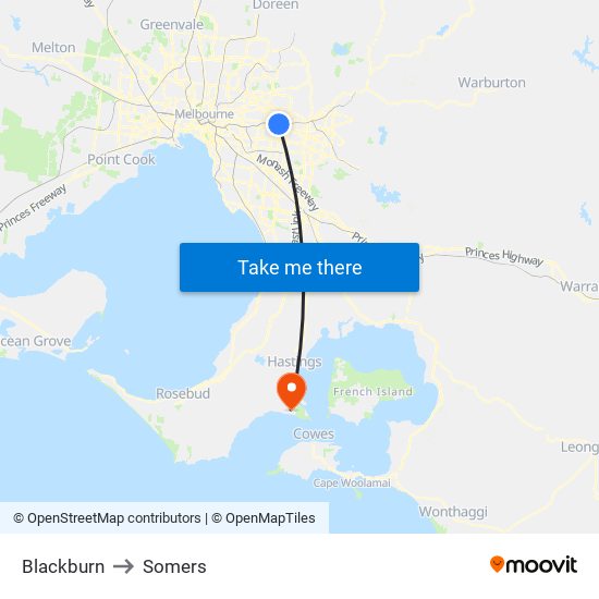 Blackburn to Somers map