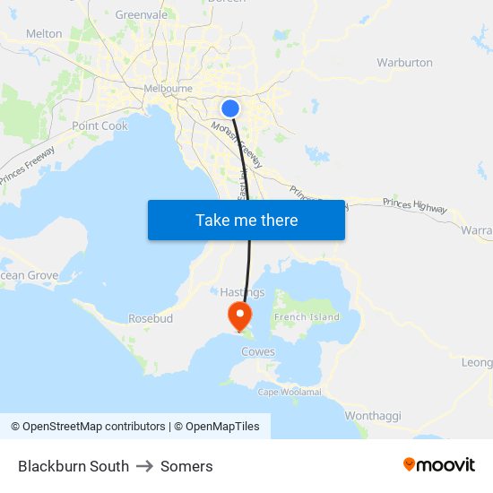 Blackburn South to Somers map