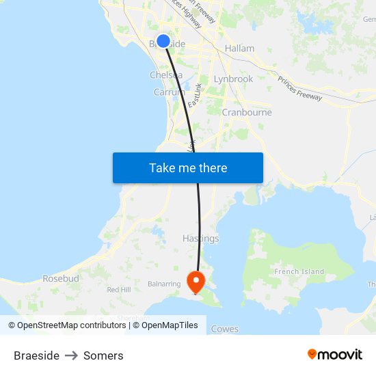 Braeside to Somers map