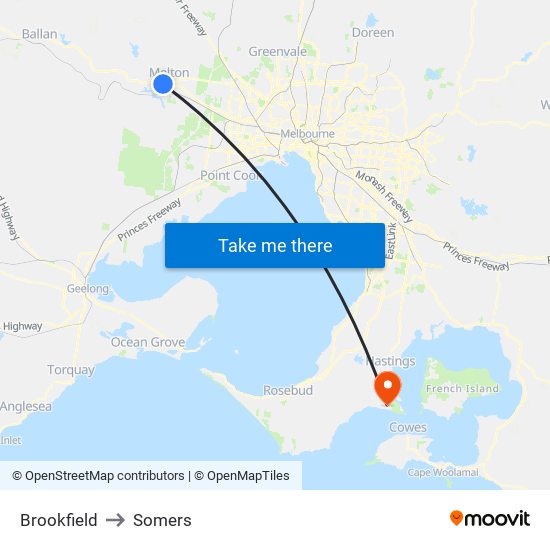 Brookfield to Somers map