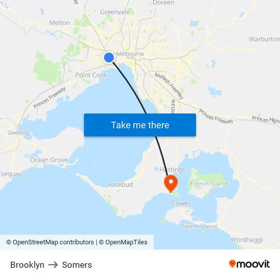 Brooklyn to Somers map